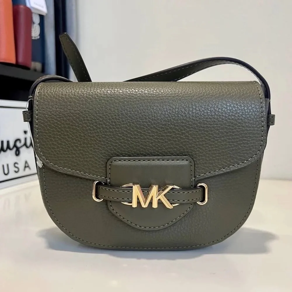 Michael kors Reed Small Logo and Leather Crossbody In Olive NWT - Picture 5 of 5